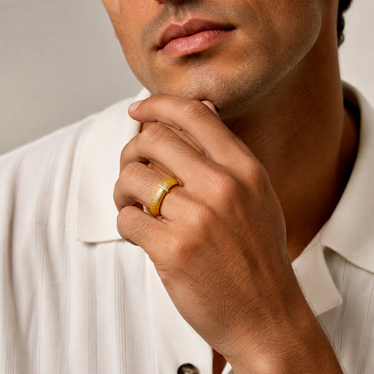 Modern Design Hand Brushed Finish Men's Wedding Band With Round Cut Lab Grown Diamonds #MCMBL0012