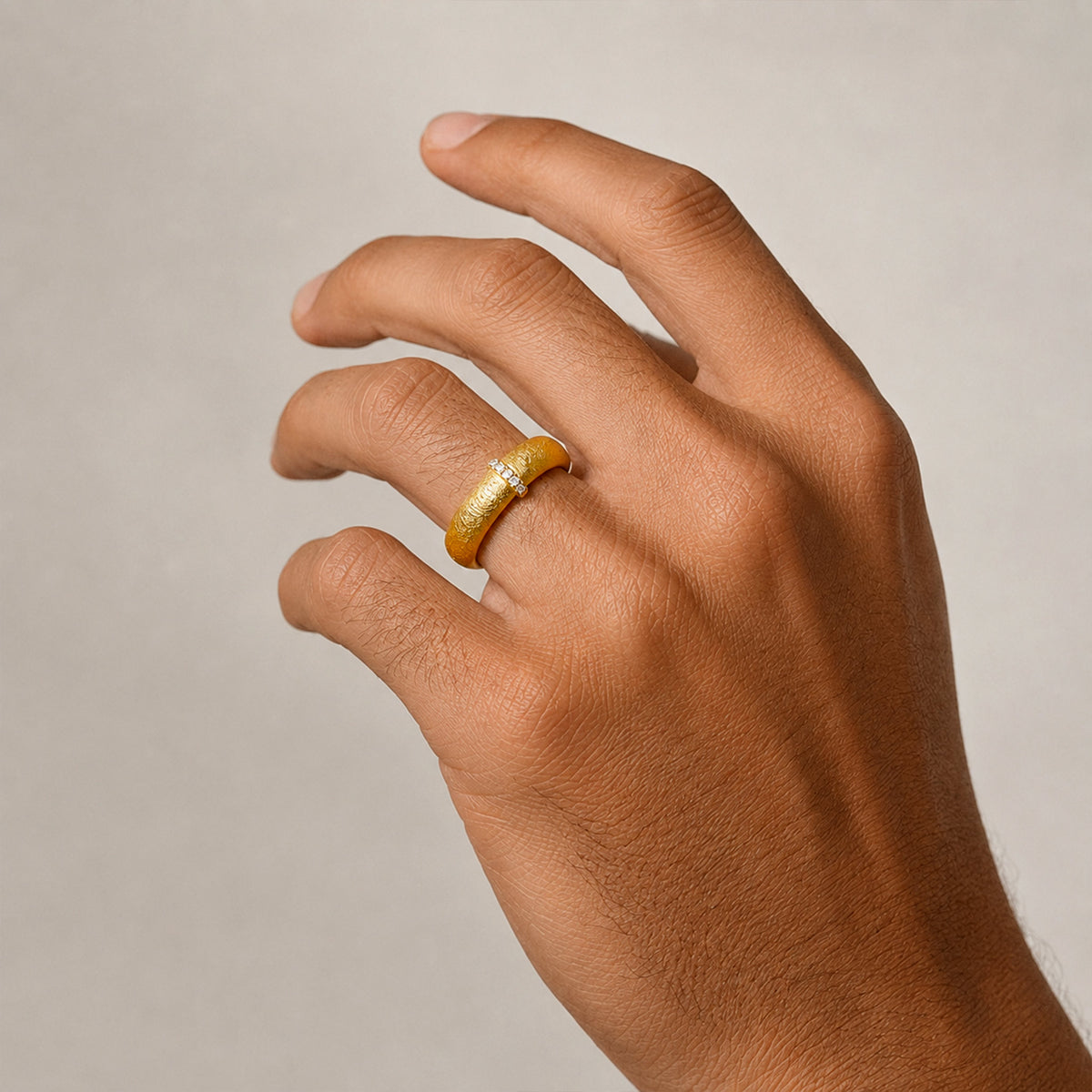 Modern Design Hand Brushed Finish Men's Wedding Band With Round Cut Lab Grown Diamonds #MCMBL0012