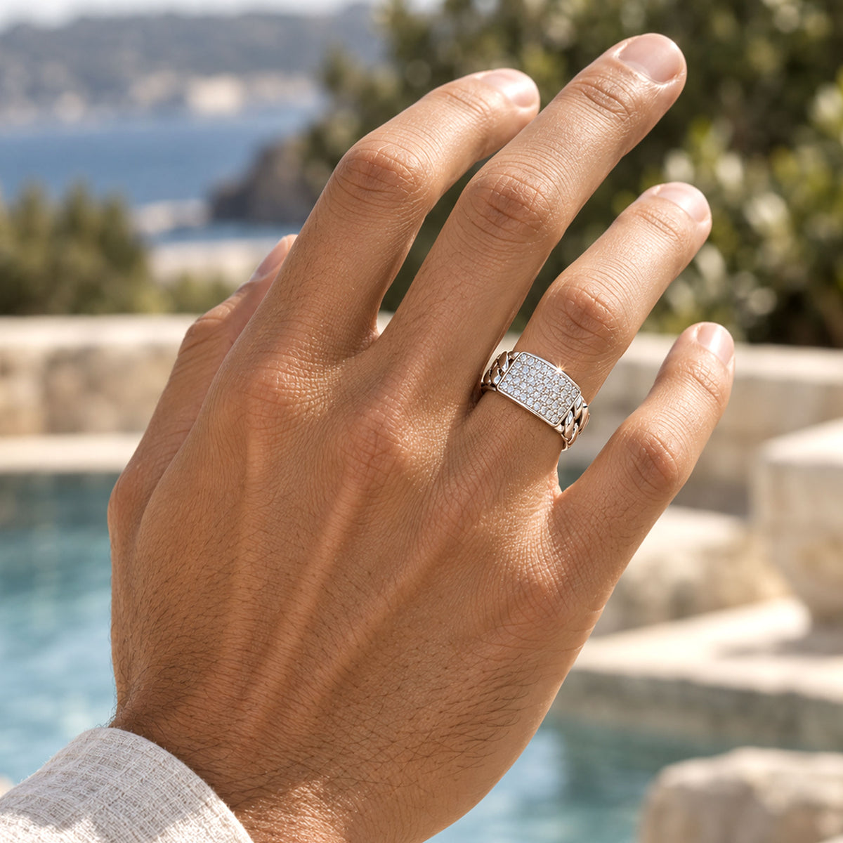 Modern Design Round Cut Moissanite Twisted Shank Polished Rope Men Wedding Band #MCMBM0003