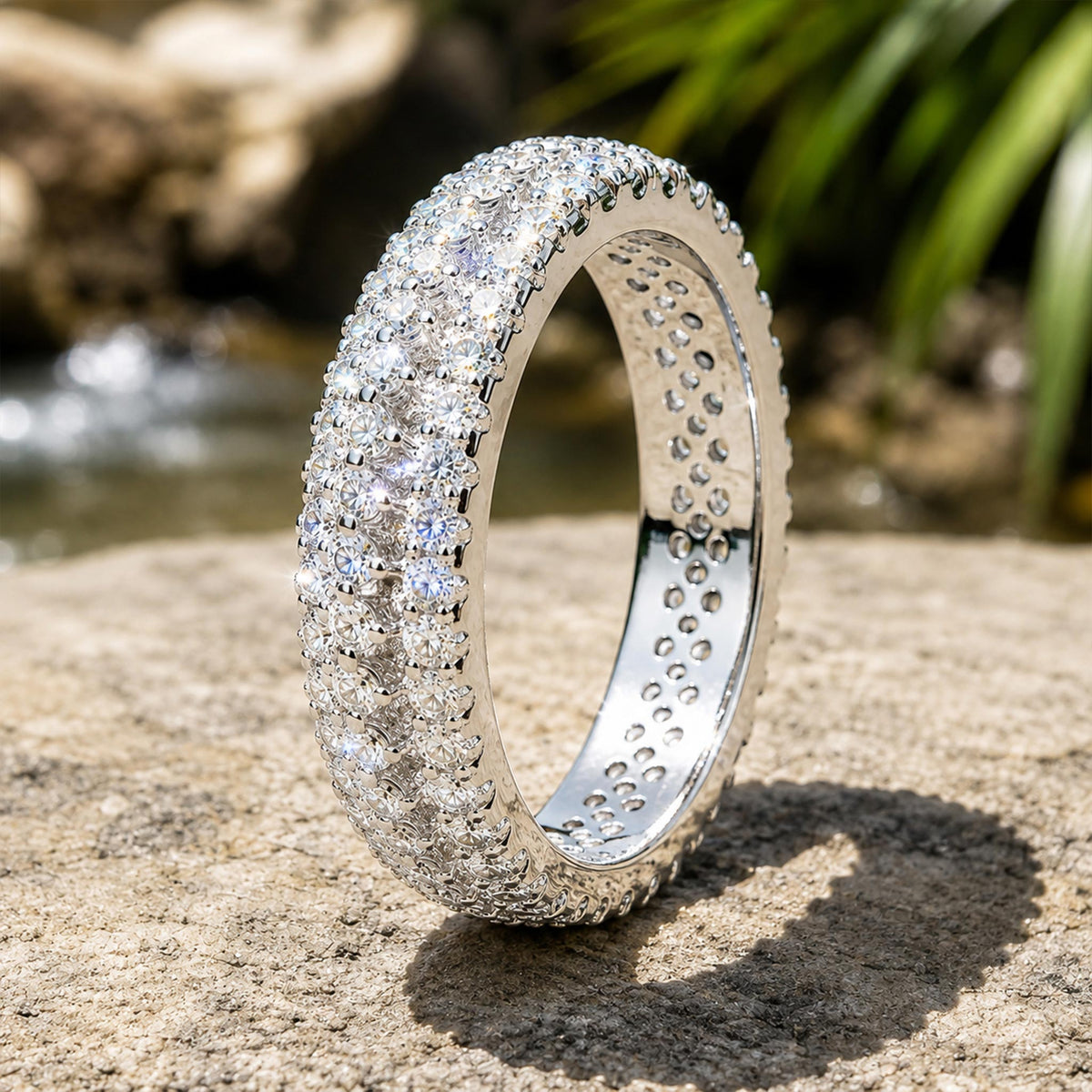 Art Deco Design Moissanite Pave Men Wedding Band With Round Cut Accent Moissanites#MCMBM0005