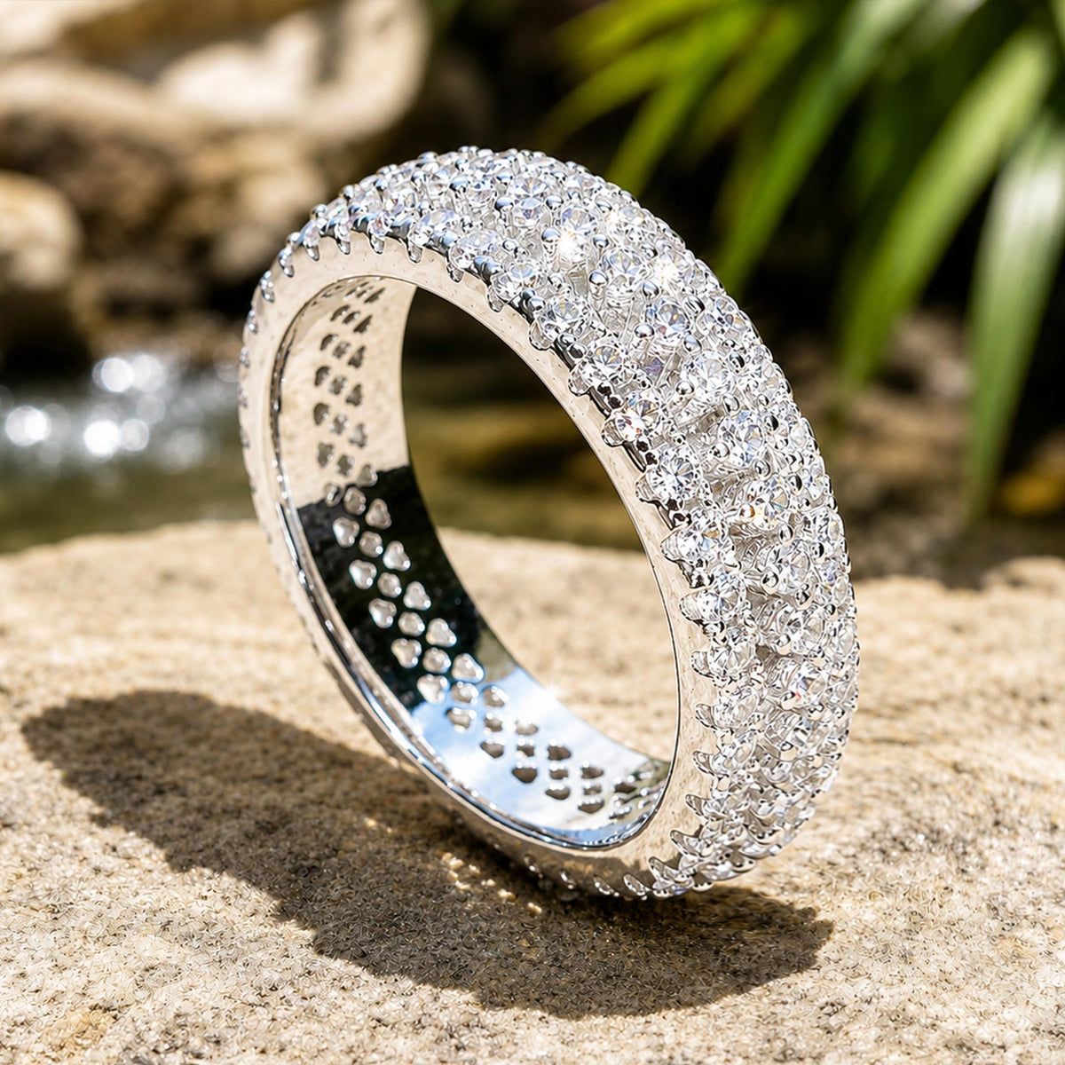 Art Deco Design Moissanite Pave Men Wedding Band With Round Cut Accent Moissanites#MCMBM0005