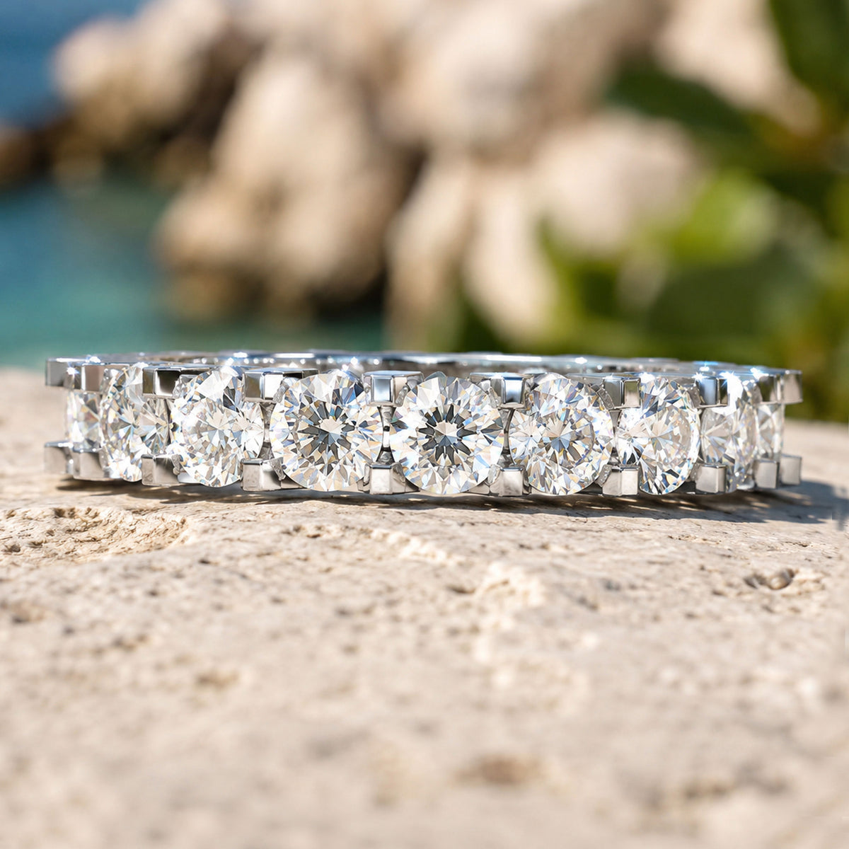 Modern Design Round Cut Moissanite Trellis Basket Pave Men's Wedding Band #MCMBM0011