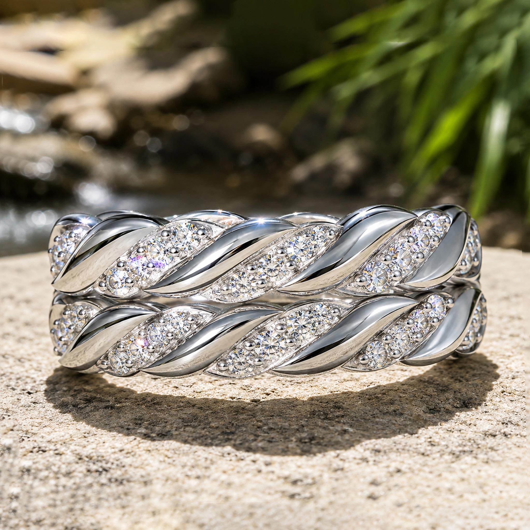 Modern Open Shank Men Wedding Band With Moissanite Round Cut Accent Diamonds #MCMBM0012