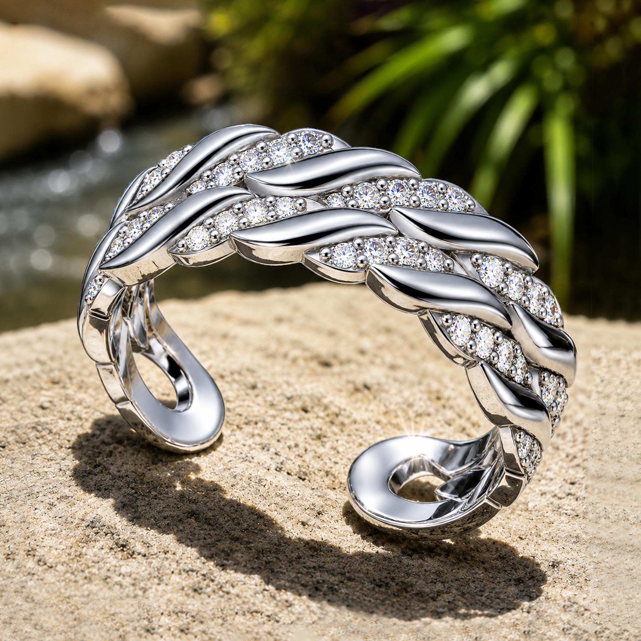 Modern Open Shank Men Wedding Band With Moissanite Round Cut Accent Diamonds #MCMBM0012