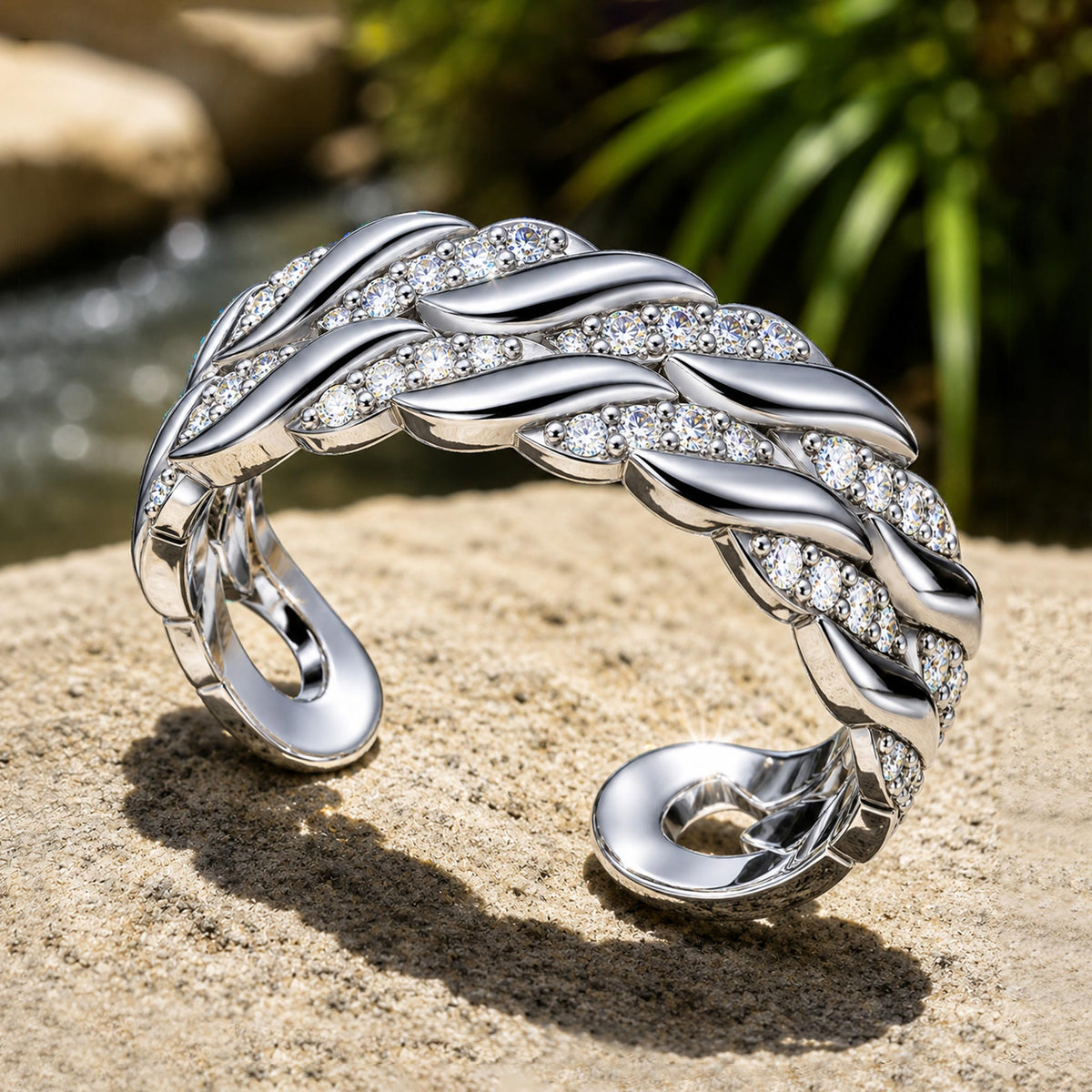 Modern Open Shank Men Wedding Band With Moissanite Round Cut Accent Diamonds #MCMBM0012