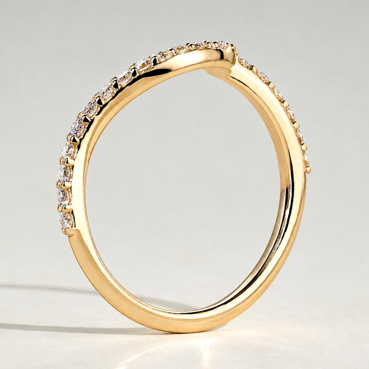 Modern Design Half Pave Wave Curved Women's Wedding Band With Round Cut Lab Grown Diamonds #MCWBL0019