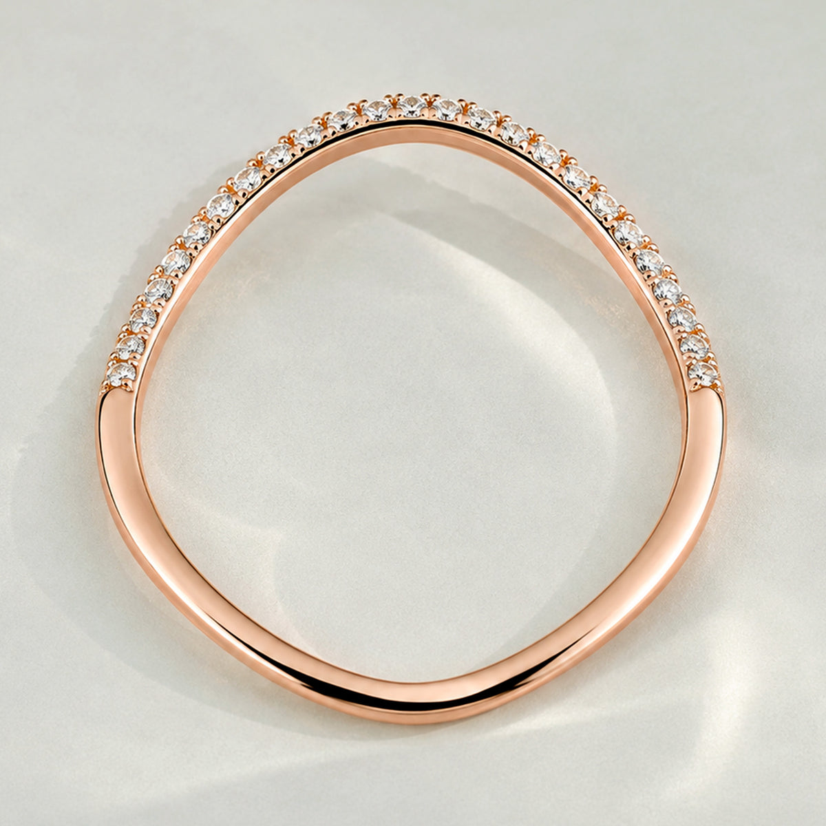 Modern Design Half Pave Wave Curved Women's Wedding Band With Round Cut Lab Grown Diamonds #MCWBL0032