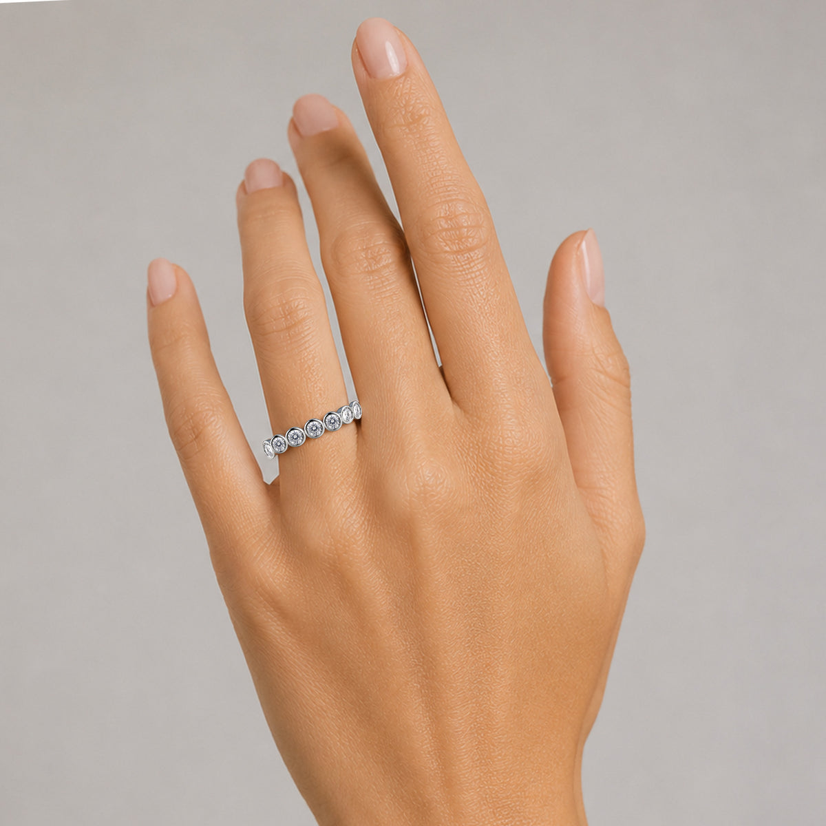 Classic Design Pave Eternity Women's Wedding Band With Round Cut Lab Grown Diamonds #MCWBL0043
