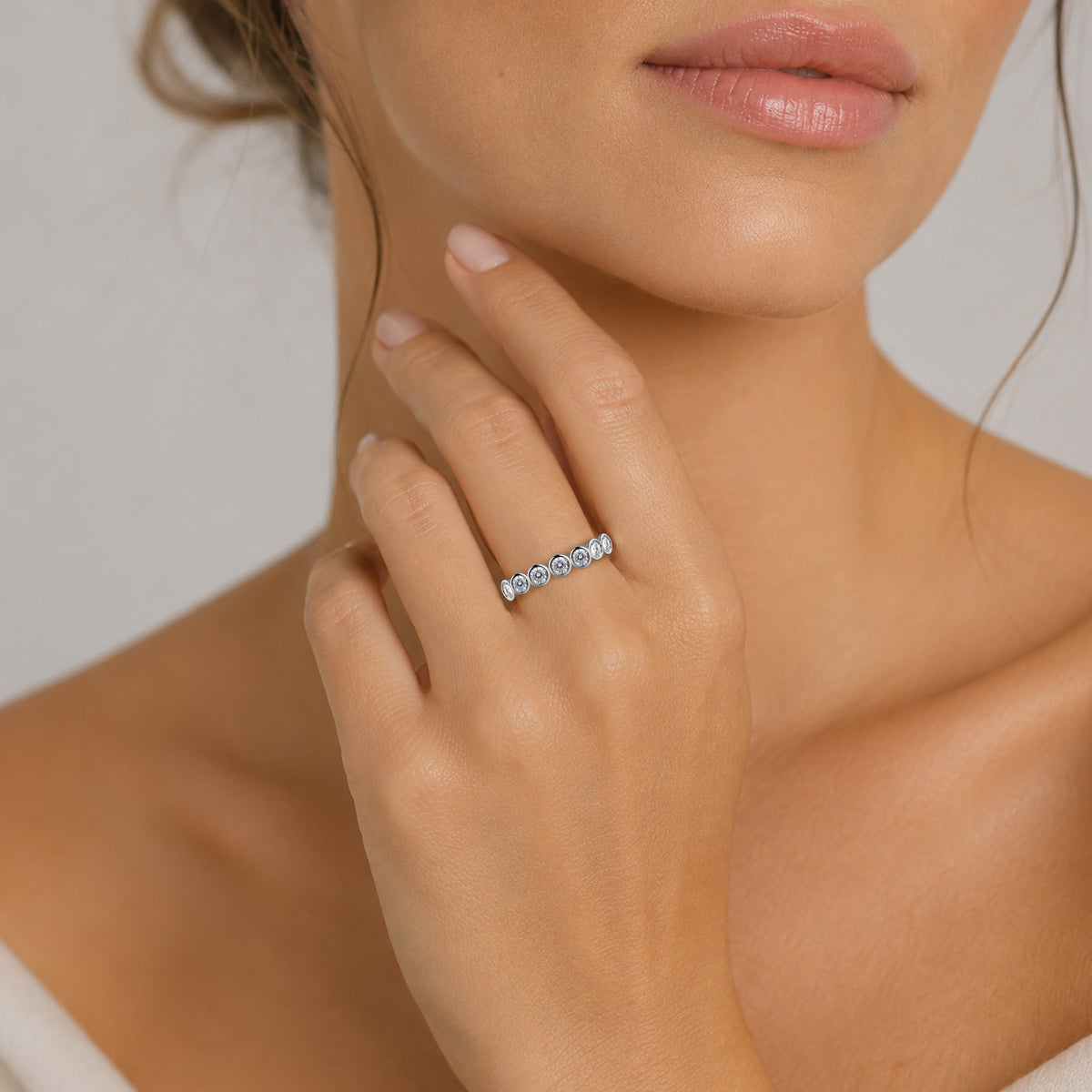 Classic Design Pave Eternity Women's Wedding Band With Round Cut Lab Grown Diamonds #MCWBL0043