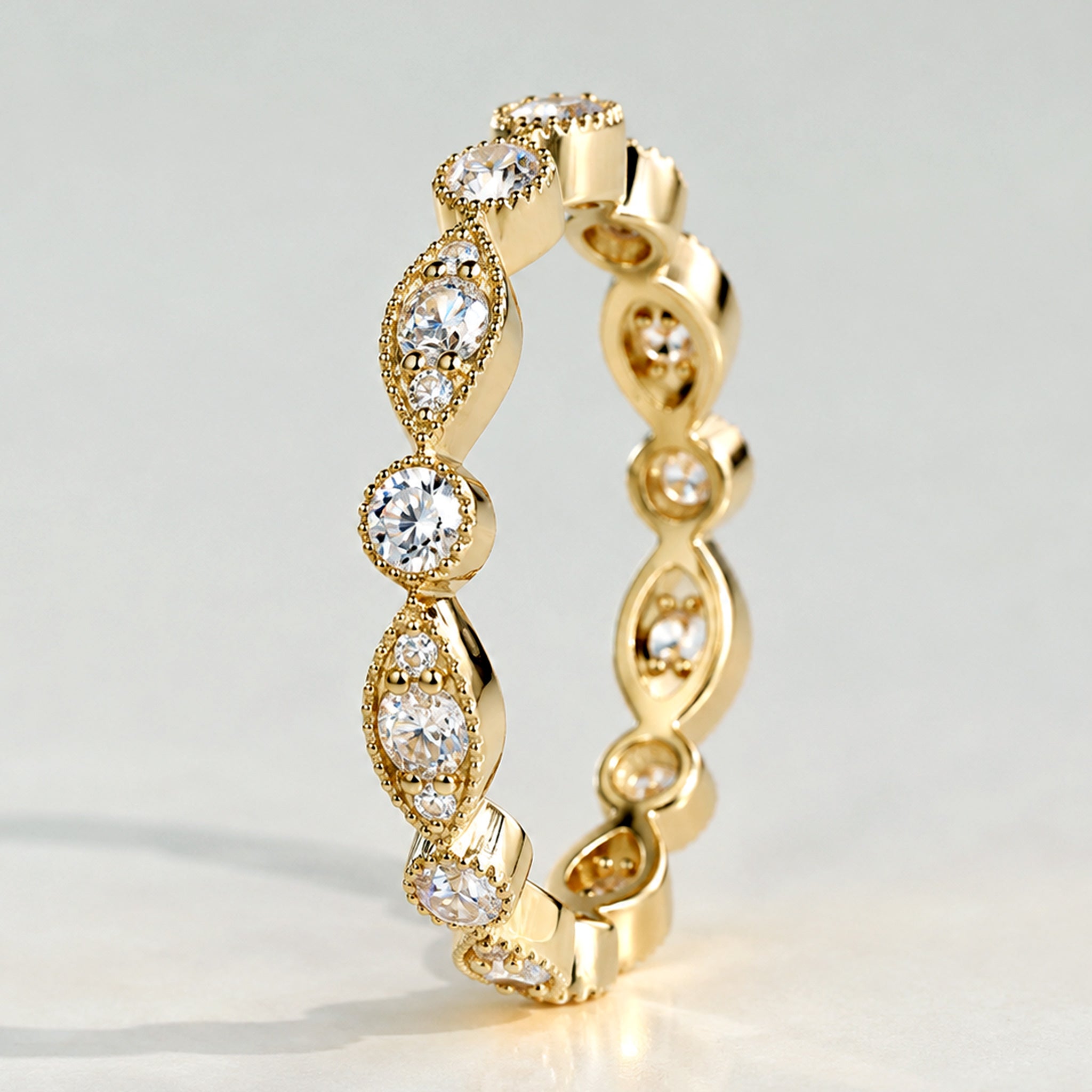 Vintage Pave Infinity Eternity Women's Wedding Band With Round Cut Lab Grown Diamonds #MCWBL0047