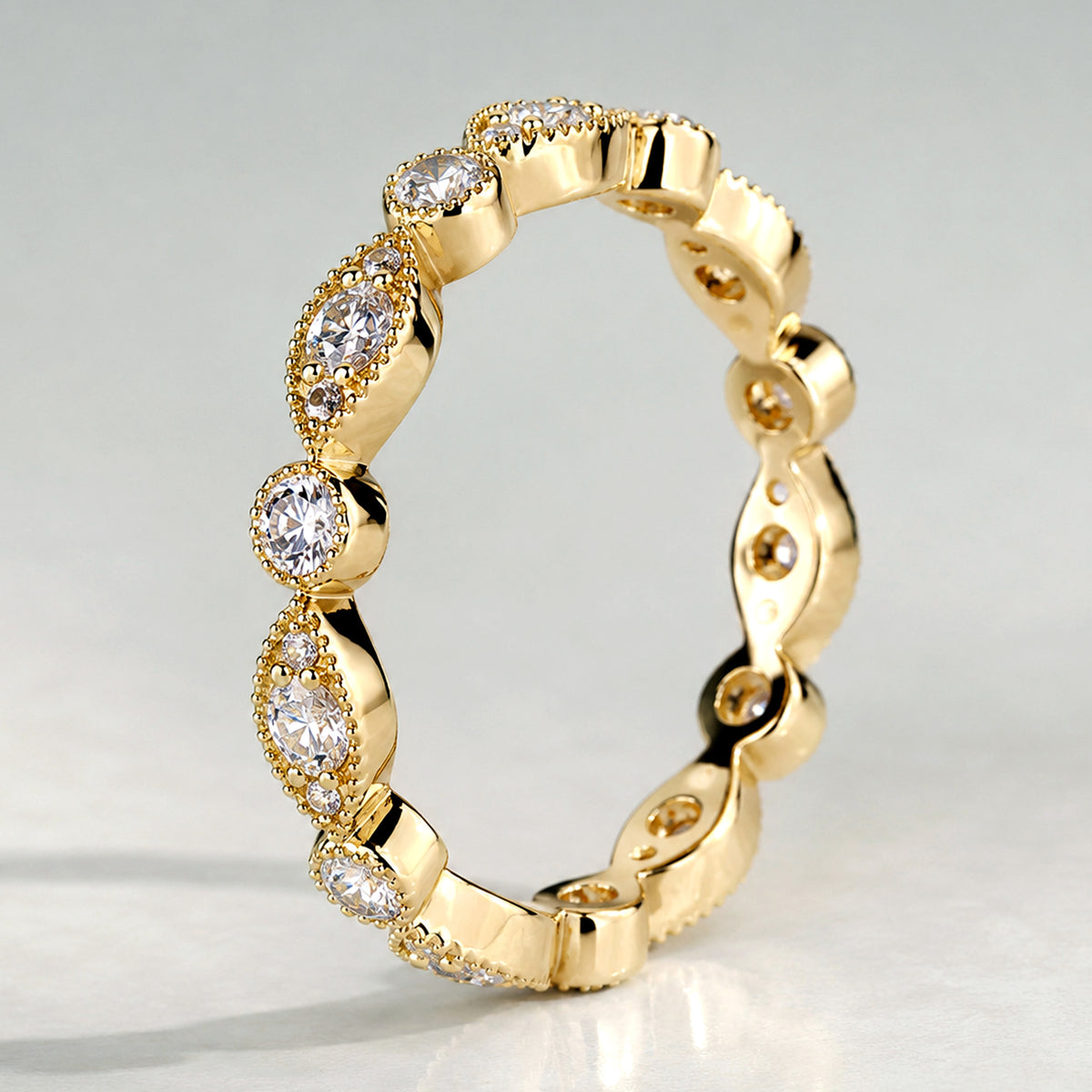 Vintage Pave Infinity Eternity Women's Wedding Band With Round Cut Lab Grown Diamonds #MCWBL0047