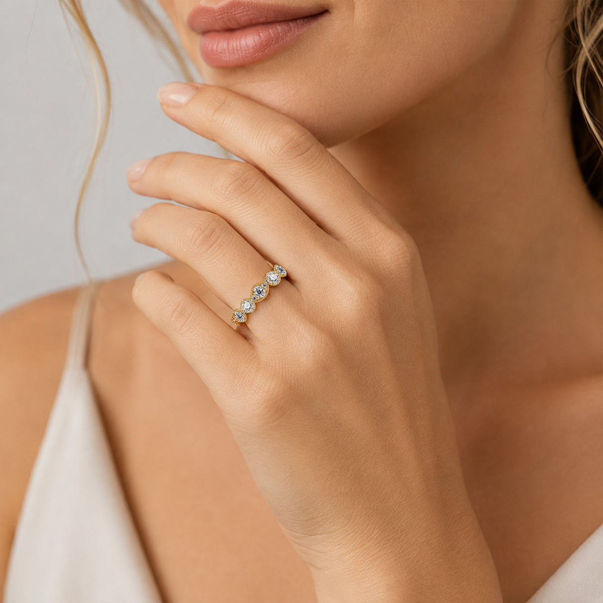Vintage Pave Infinity Eternity Women's Wedding Band With Round Cut Lab Grown Diamonds #MCWBL0047