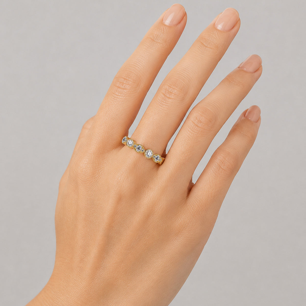 Vintage Pave Infinity Eternity Women's Wedding Band With Round Cut Lab Grown Diamonds #MCWBL0047