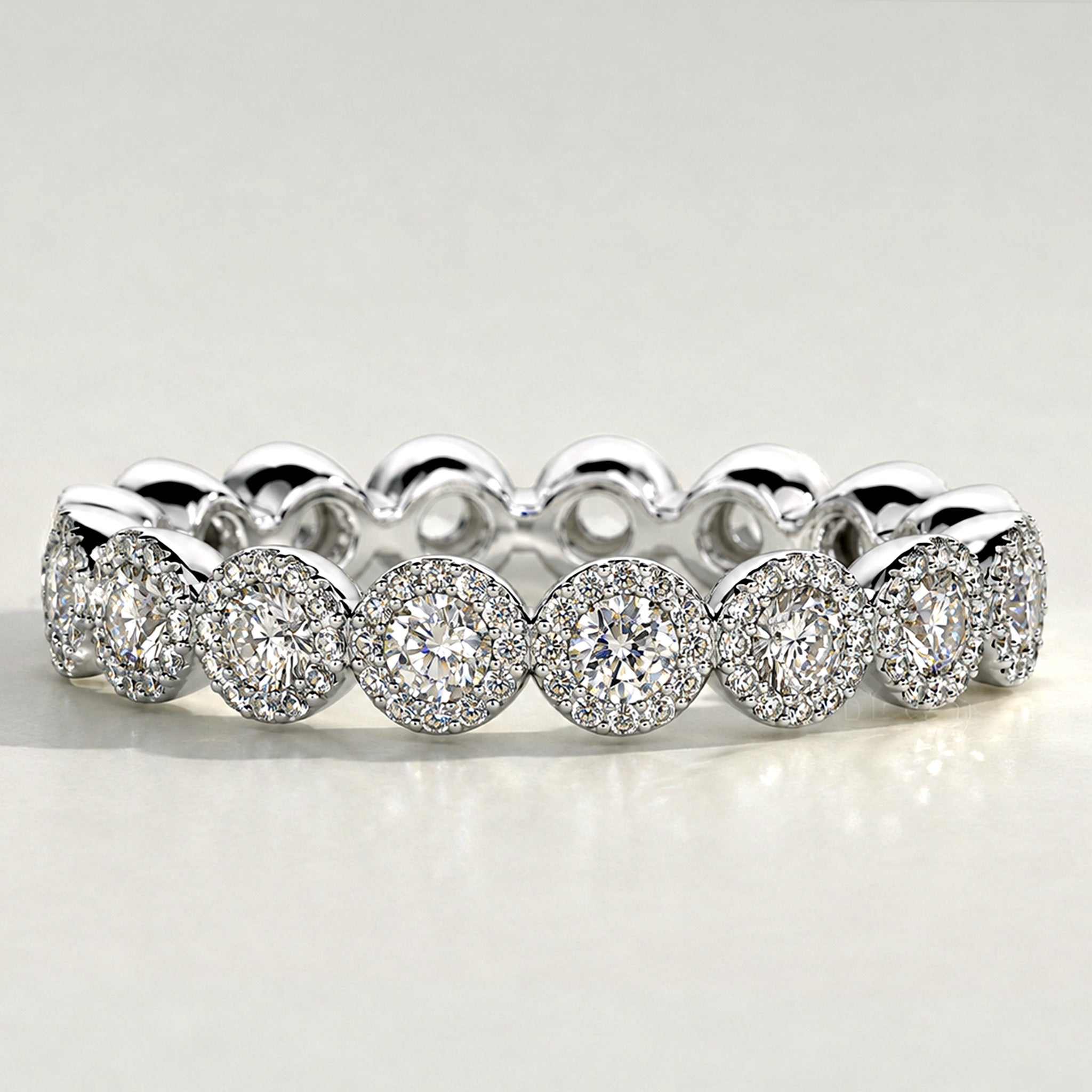 Classic Bubbles Design Pave Women's Wedding Band With Round Cut Lab Grown Diamonds Accent #MCWBL0066