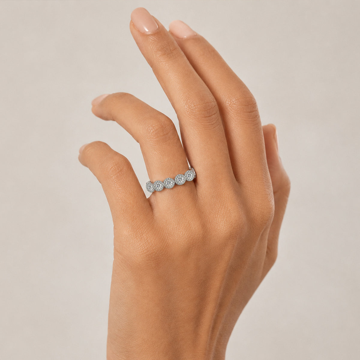 Classic Bubbles Design Pave Women's Wedding Band With Round Cut Lab Grown Diamonds Accent #MCWBL0066