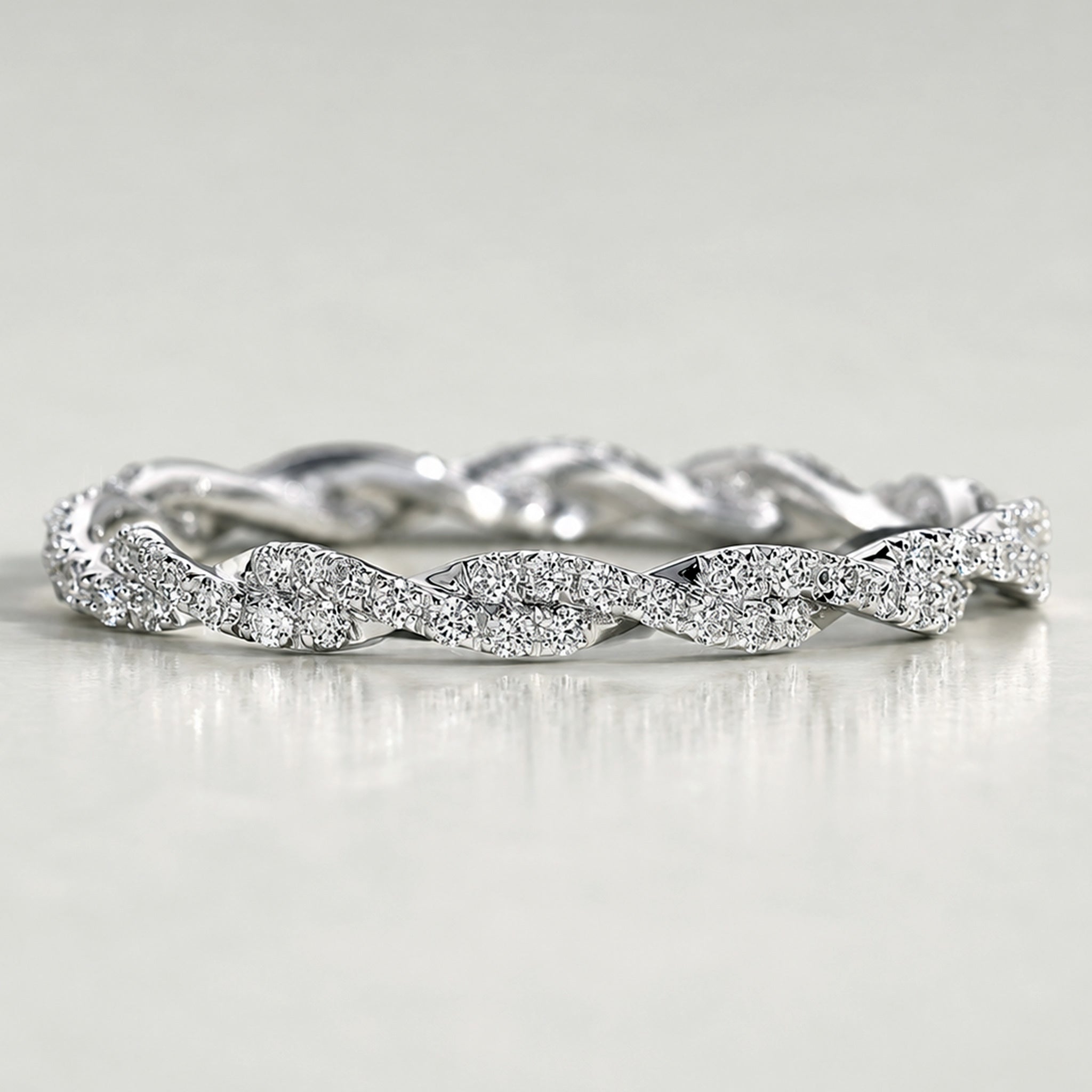 Modern Design Pave Twisted Women's Wedding Band With Round Cut Lab Grown Diamonds #MCWBL0070