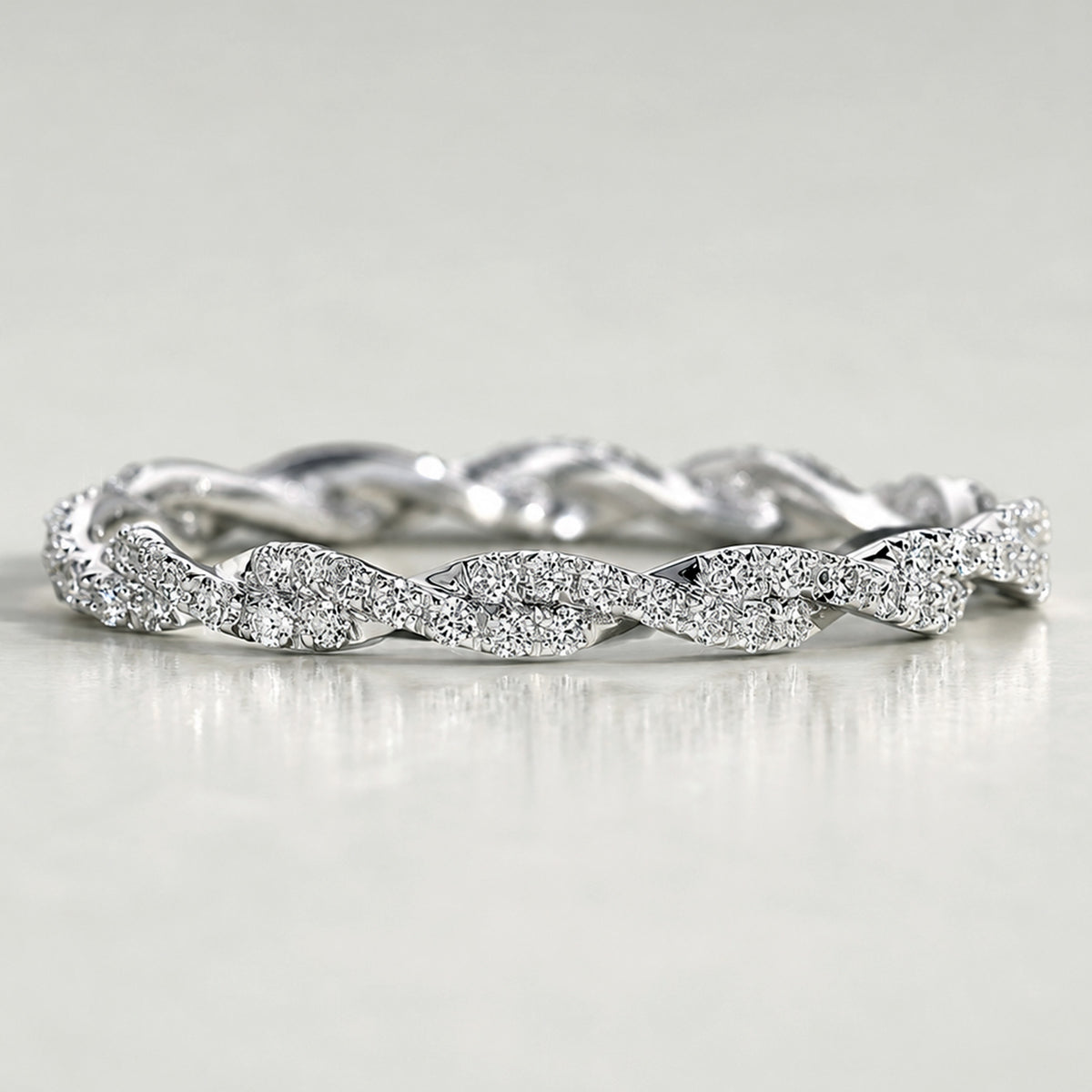 Modern Design Pave Twisted Women's Wedding Band With Round Cut Lab Grown Diamonds #MCWBL0070