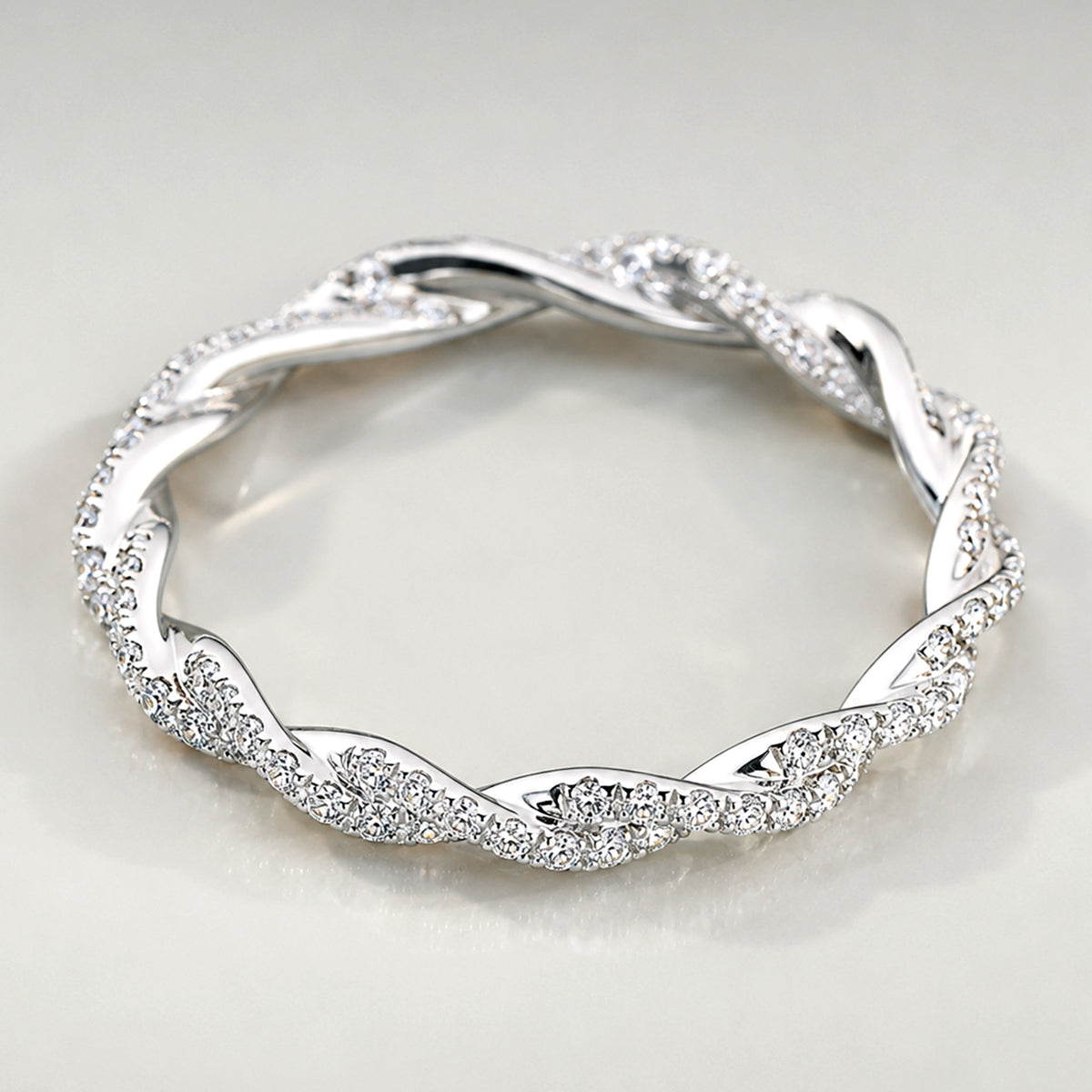 Modern Design Pave Twisted Women's Wedding Band With Round Cut Lab Grown Diamonds #MCWBL0070