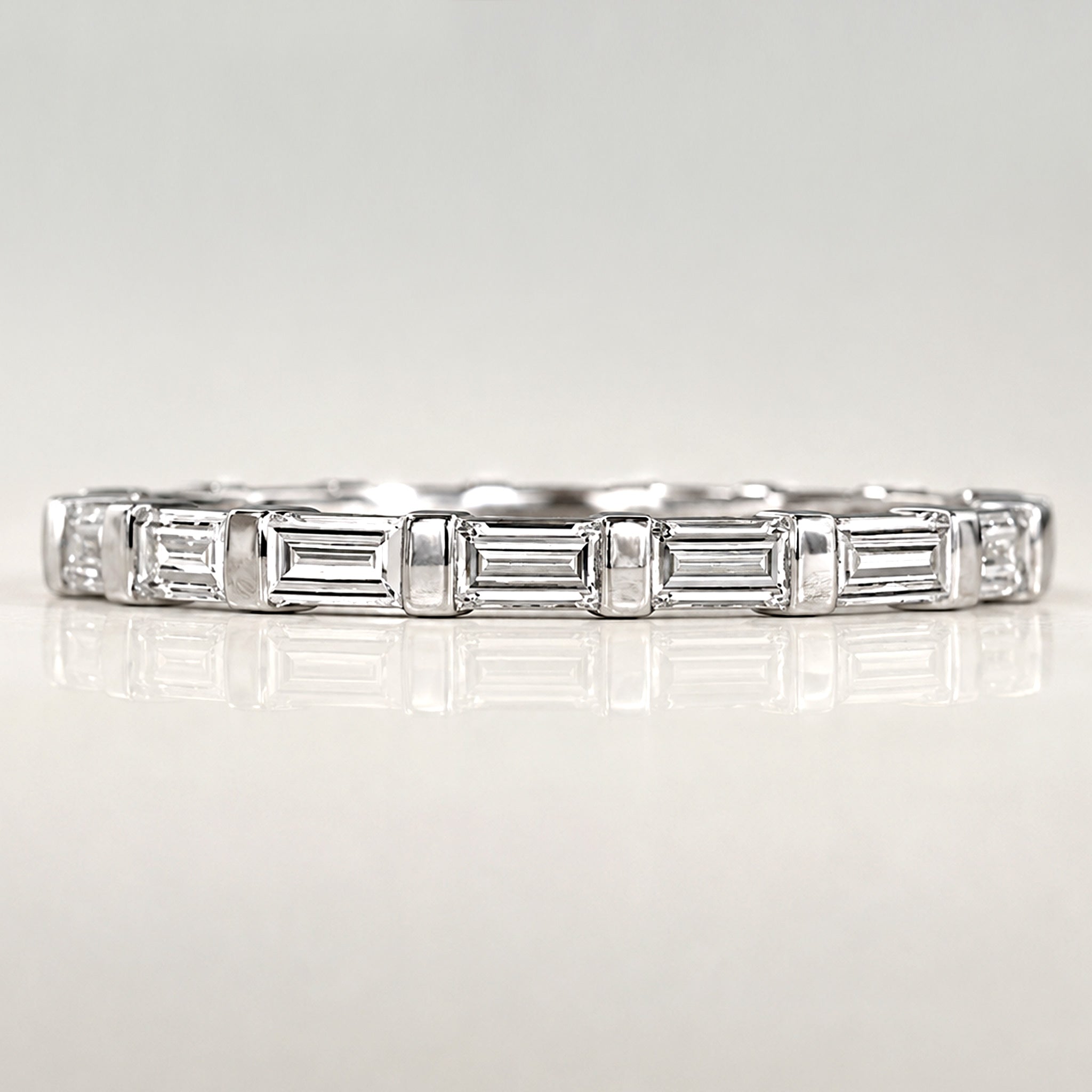 Minimalist Design Emerald Cut Lab Grown Diamond Eternity Women's Wedding Band #MCWBL0073