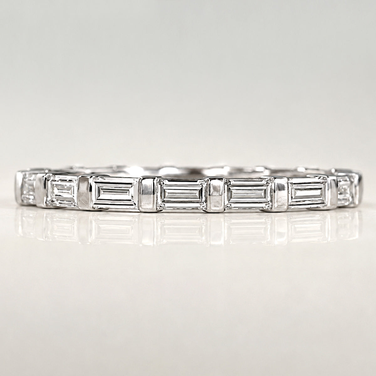 Minimalist Design Emerald Cut Lab Grown Diamond Eternity Women's Wedding Band #MCWBL0073