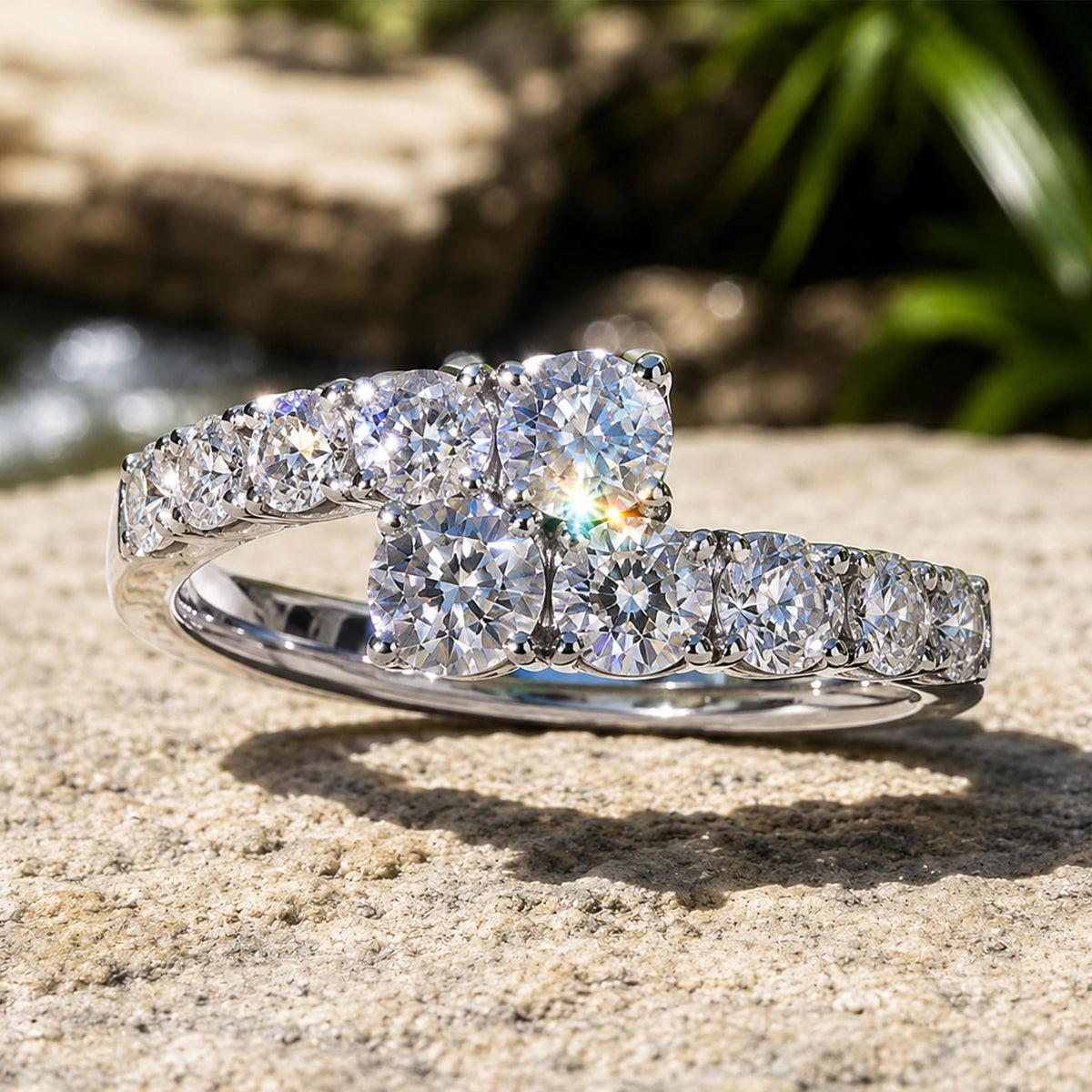 Modern Design Moissanite Trellis Basket Split Shank Women Wedding Band With Round Cut Accent Stones #MCWBM0006
