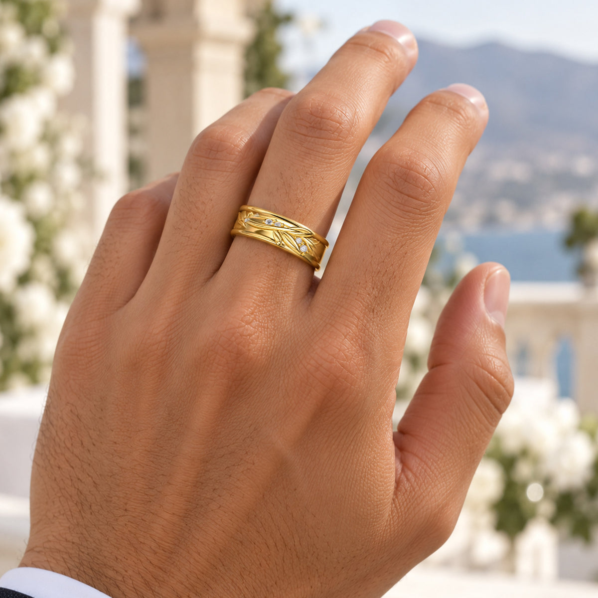 Vintage Nature Inspired Design Pear Cut Lab Grown Diamond Center Stone Cathedral Basket Milgrain Pave Wedding Ring Set With Eternity Band #MCWSL0002