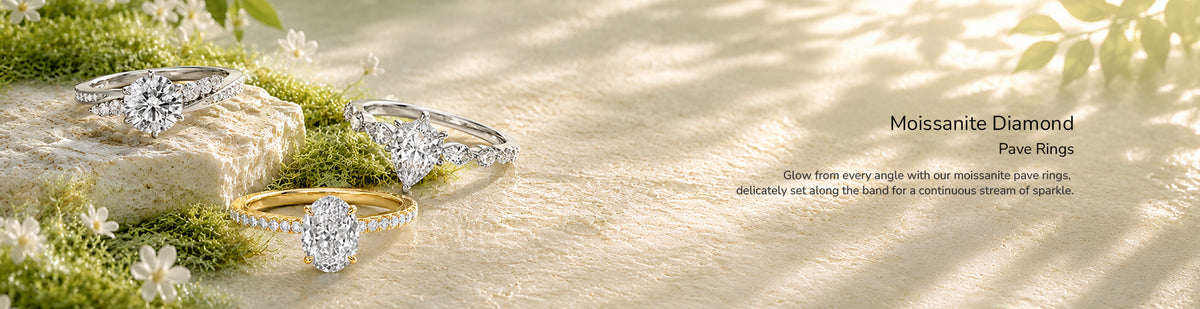 Moissanite Diamond Pave Engagement Rings