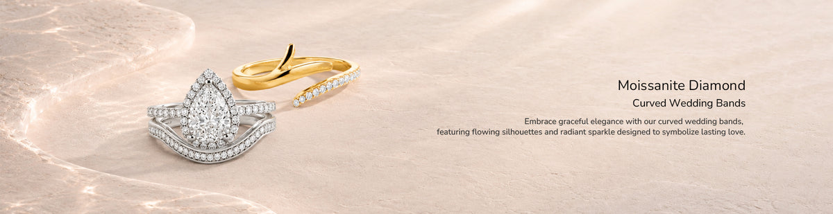 Moissanite Diamond Curved Wedding Bands