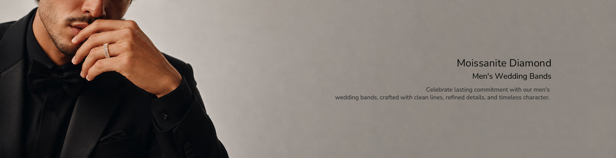 Moissanite Diamond Men's Wedding Bands