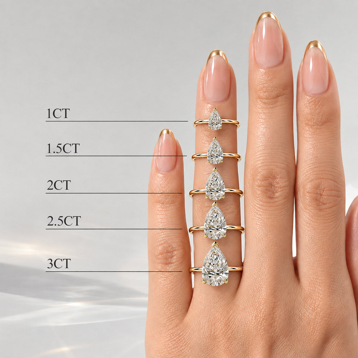LAB Pear Cut Engagement Rings