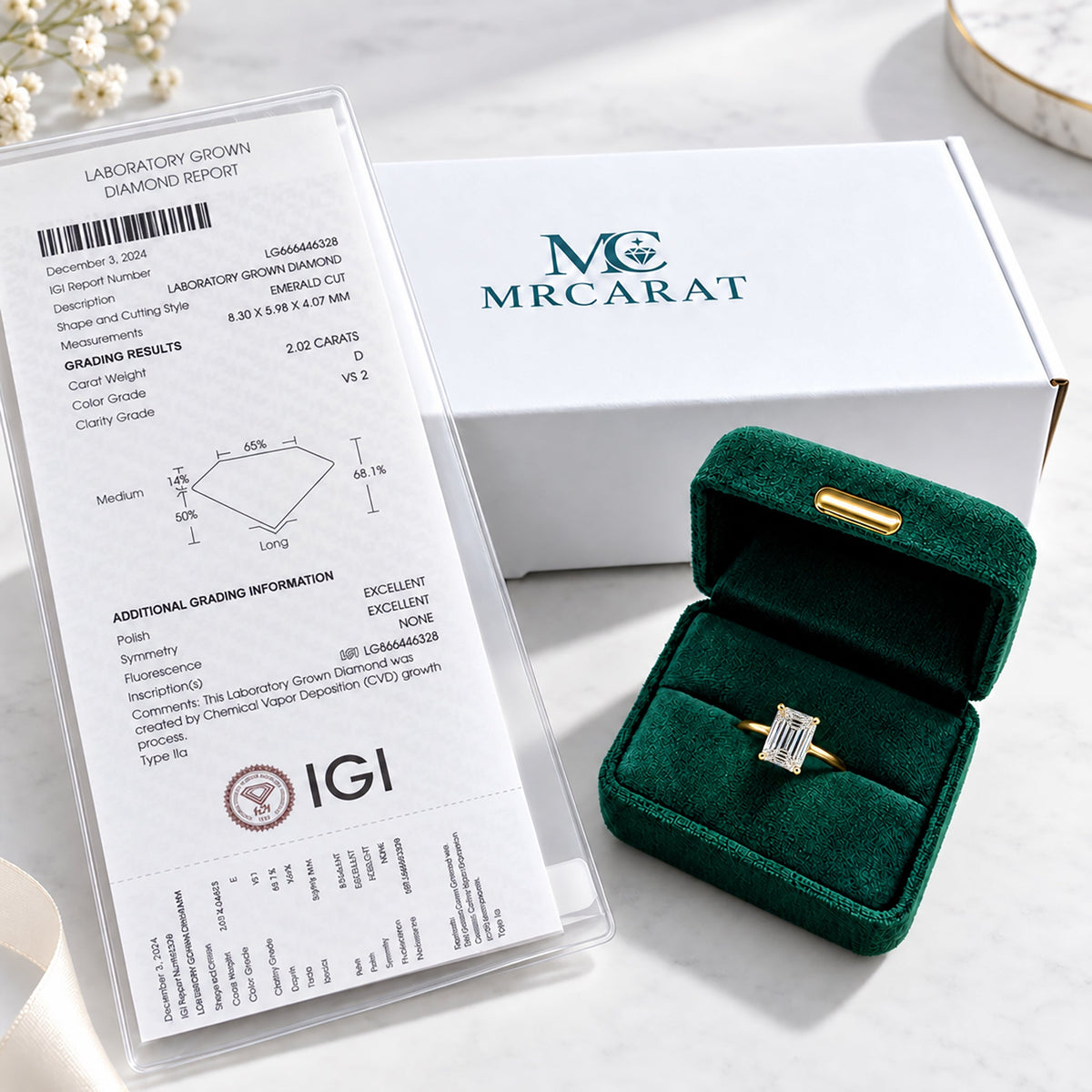 LAB Emerald Cut Engagement Rings