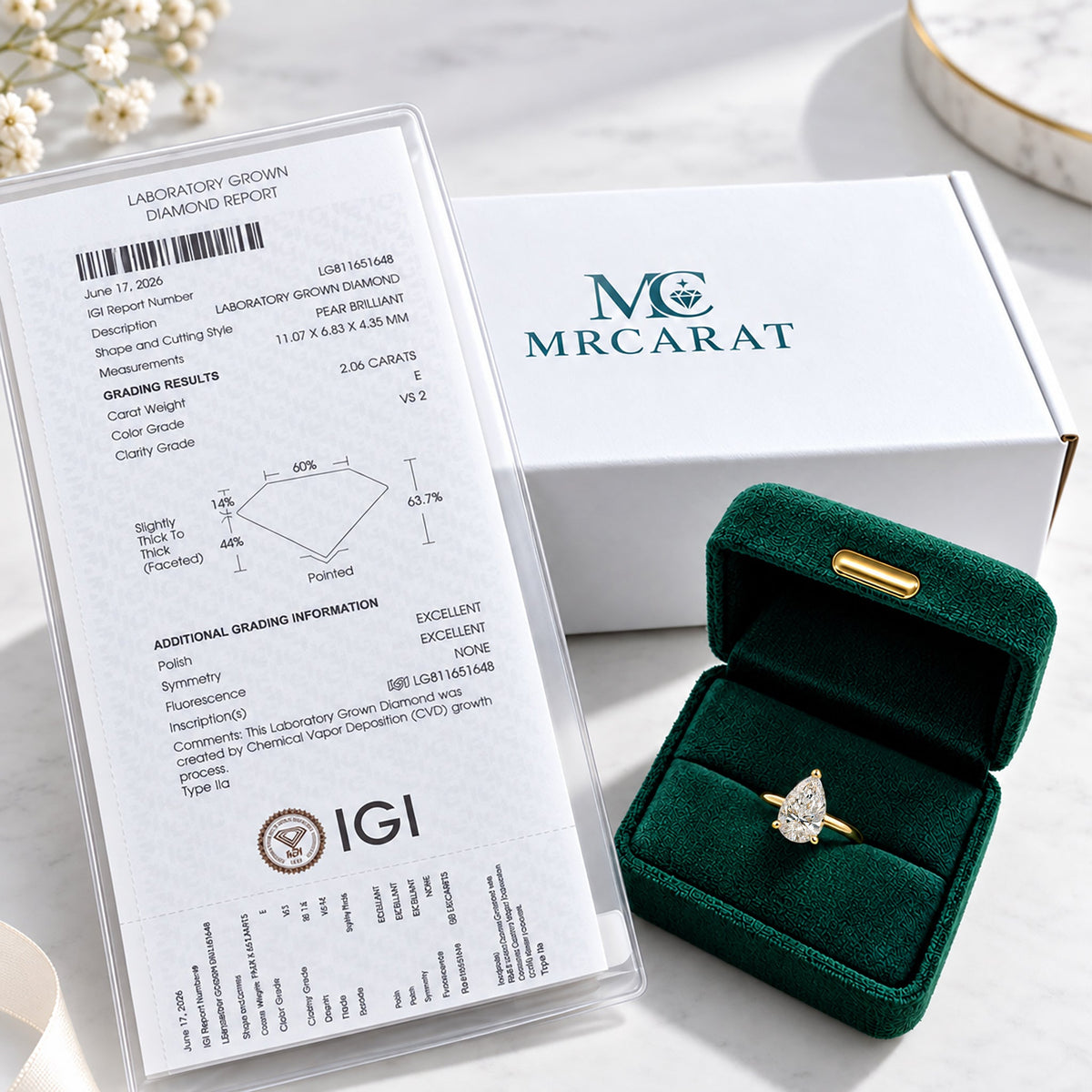 LAB Pear Cut Engagement Rings